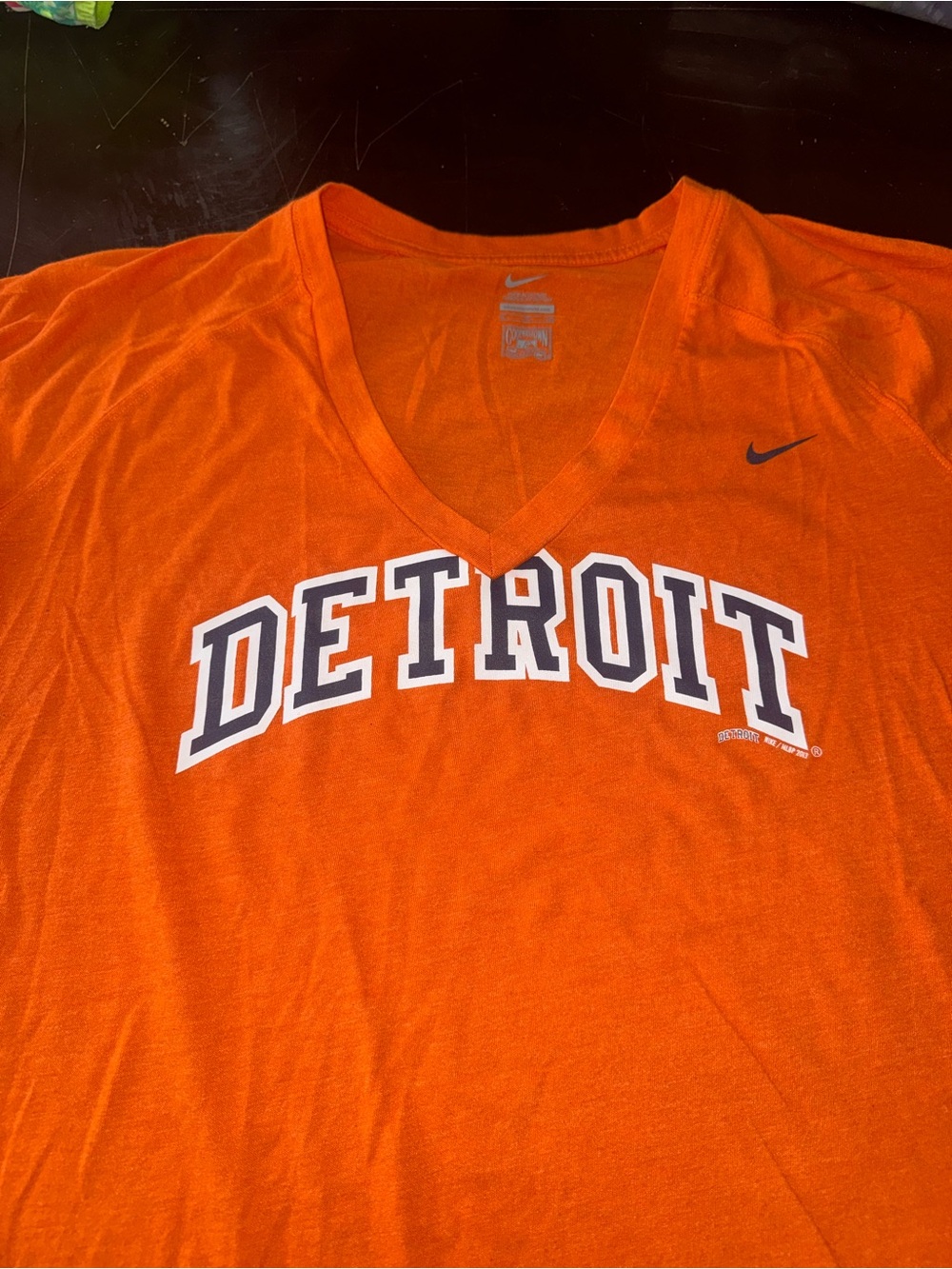 Nike Orange V-Neck Detroit Graphic Tee